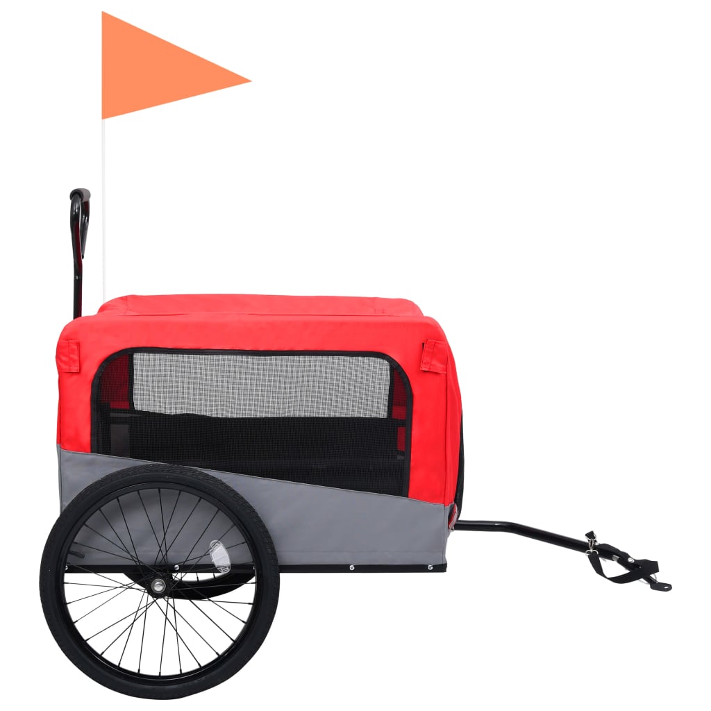 vidaXL 2-в-1 кучешко ремарке за велосипеди и джогинг, червено и сиво