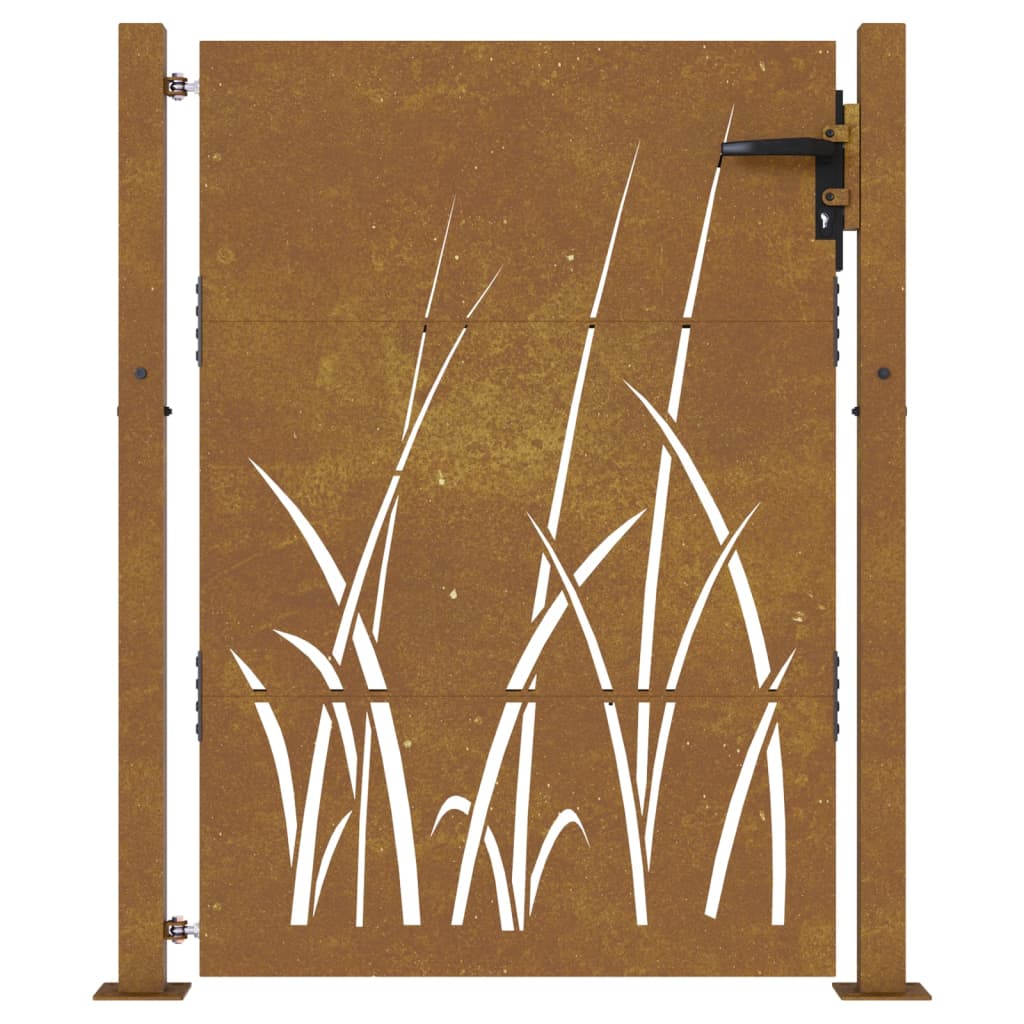 vidaXL Градинска порта, 105x155 см, кортенова стомана, дизайн с треви