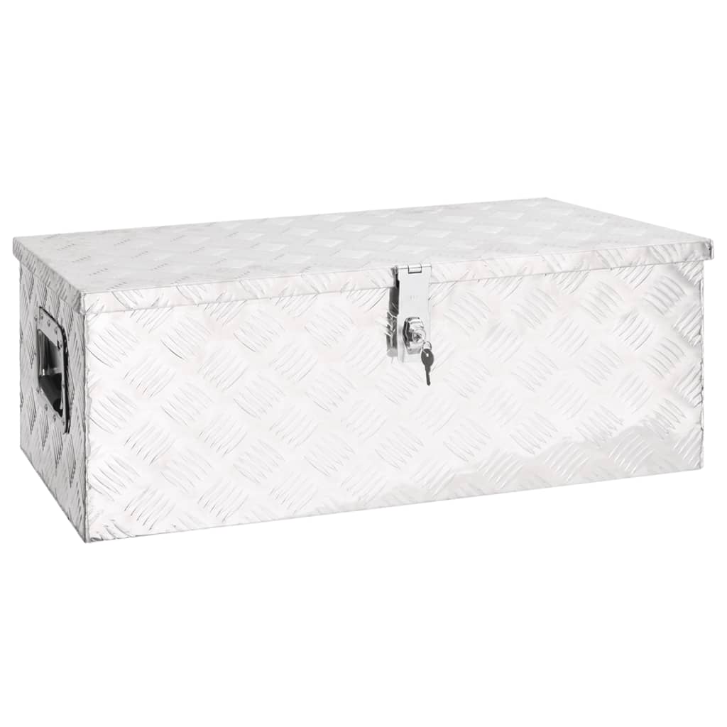 vidaXL Кутия за съхранение, сребриста, 80x39x30 см, алуминий
