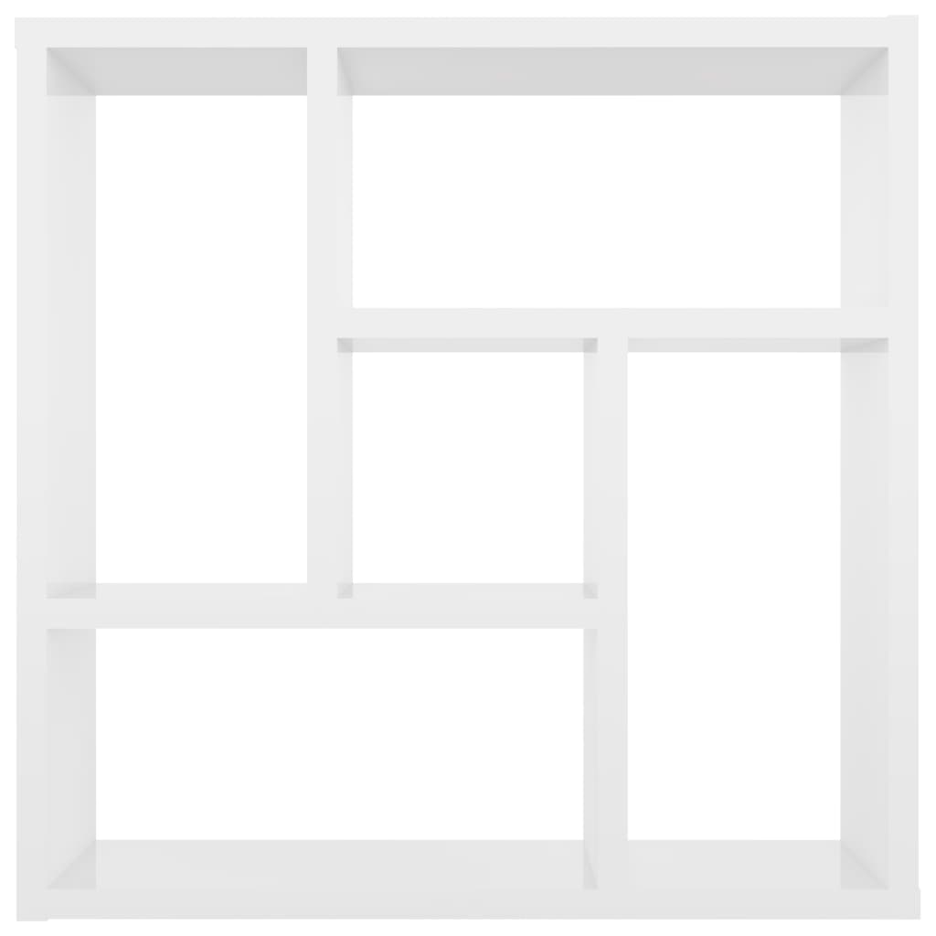 vidaXL Стенен рафт, бял гланц, 45,1x16x45,1 см, ПДЧ