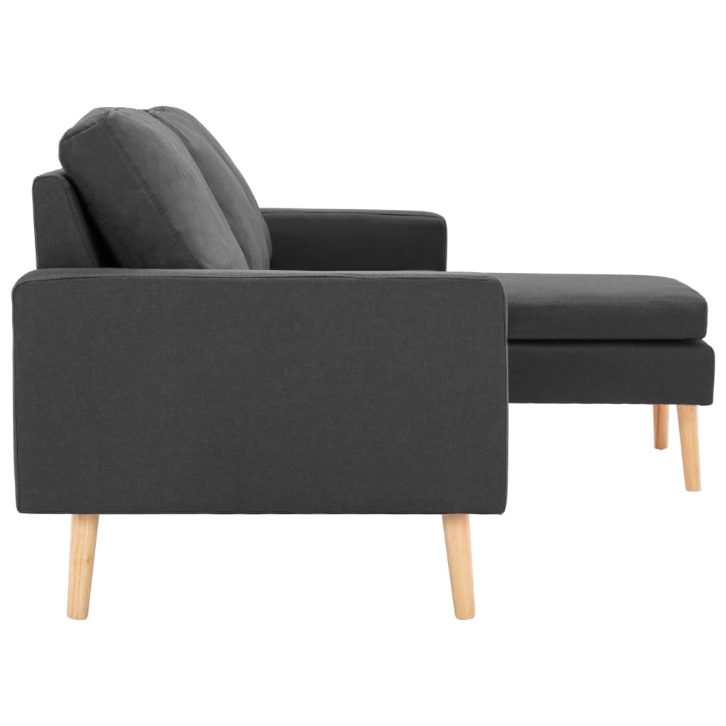 vidaXL 3-местен диван с поставка за крака, тъмносив, текстил