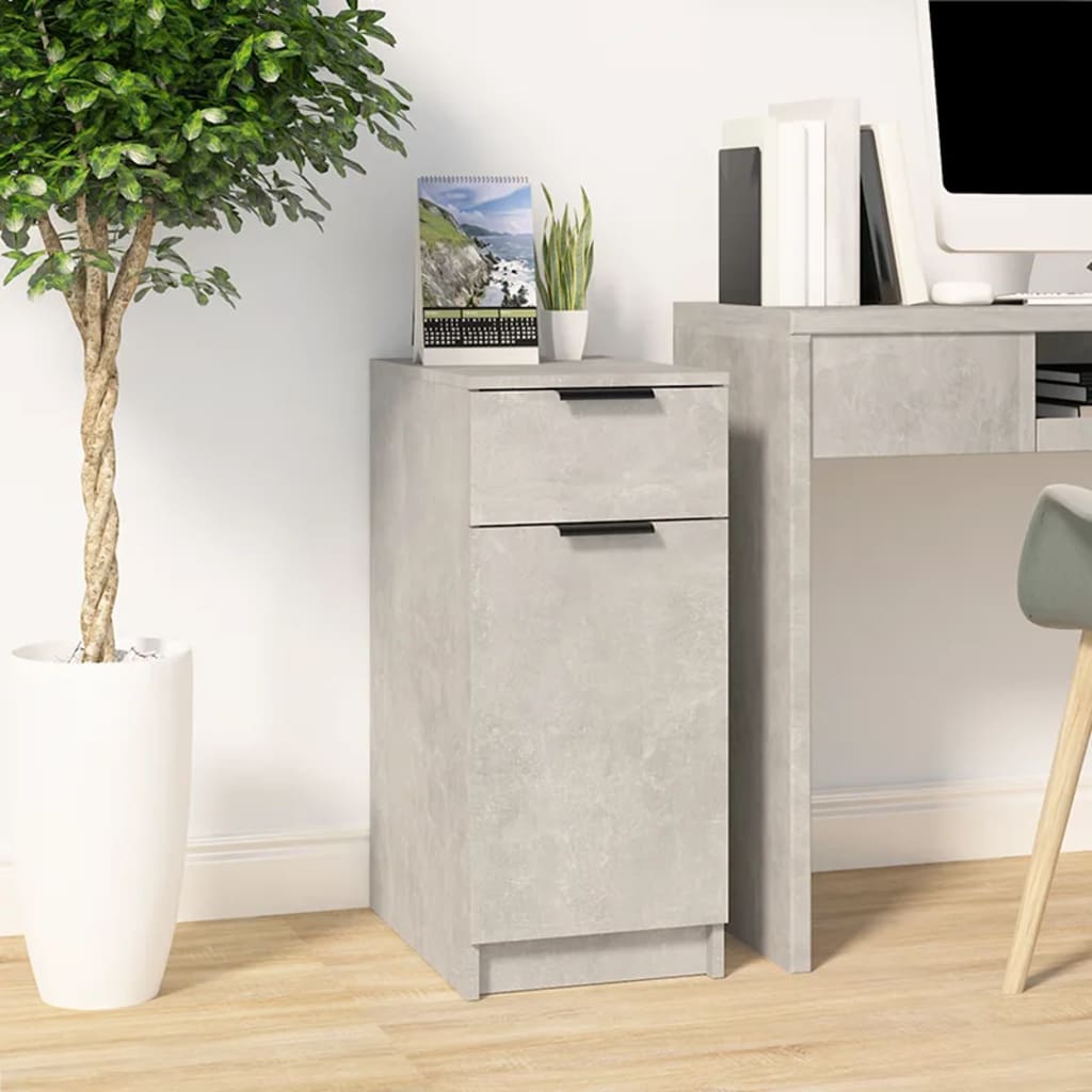 vidaXL Шкаф за бюро, Бетонно сиво, 33,5x50x75 см, инженерно дърво