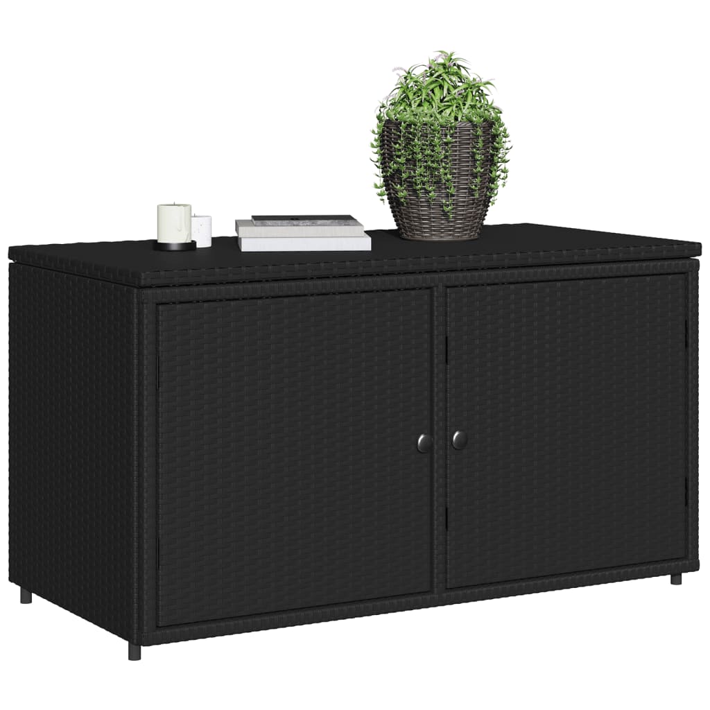vidaXL Градински шкаф за съхранение, черен, 110x55x60,5 см, полиратан