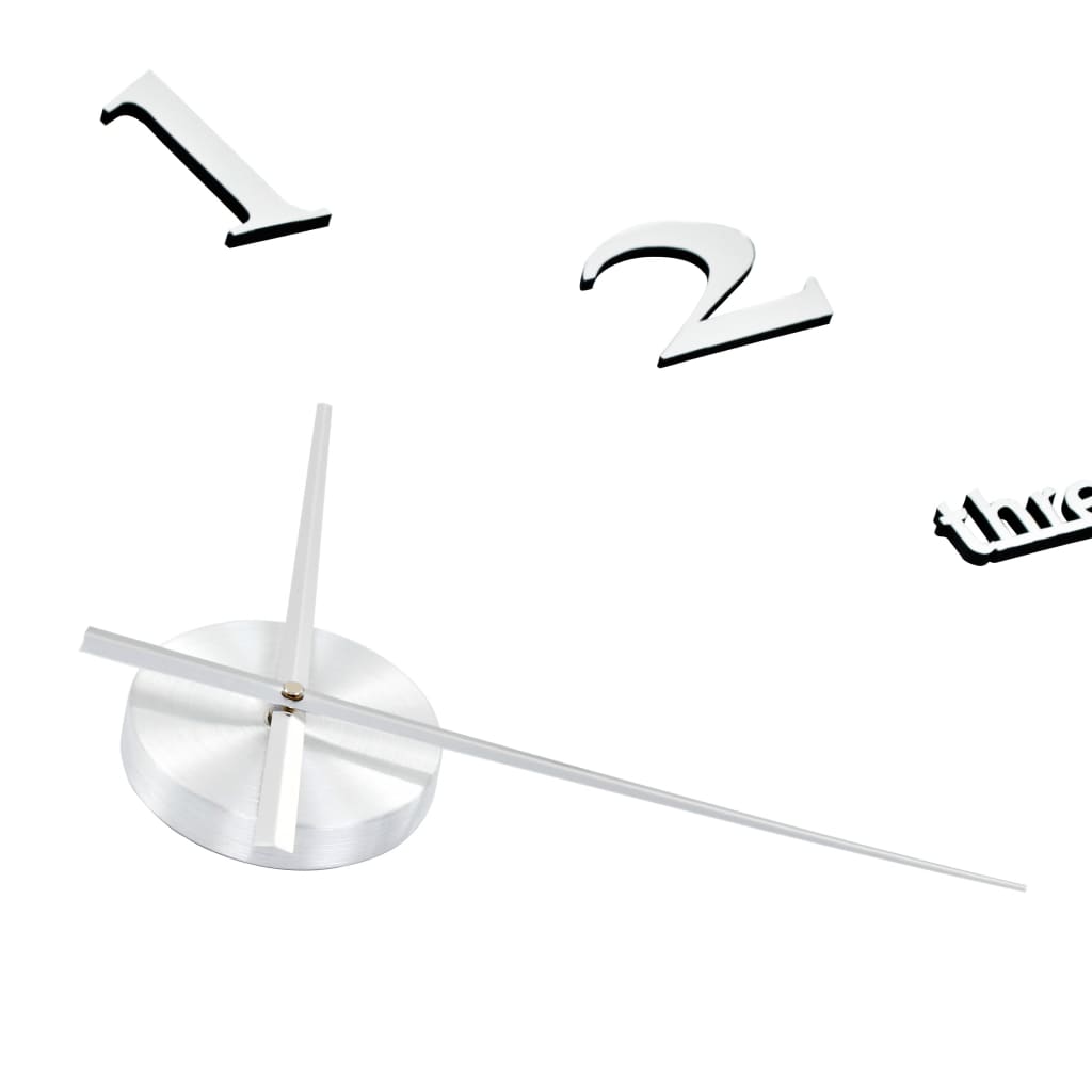 vidaXL 3D стенен часовник, модерен дизайн, 100 см, XXL, сребрист