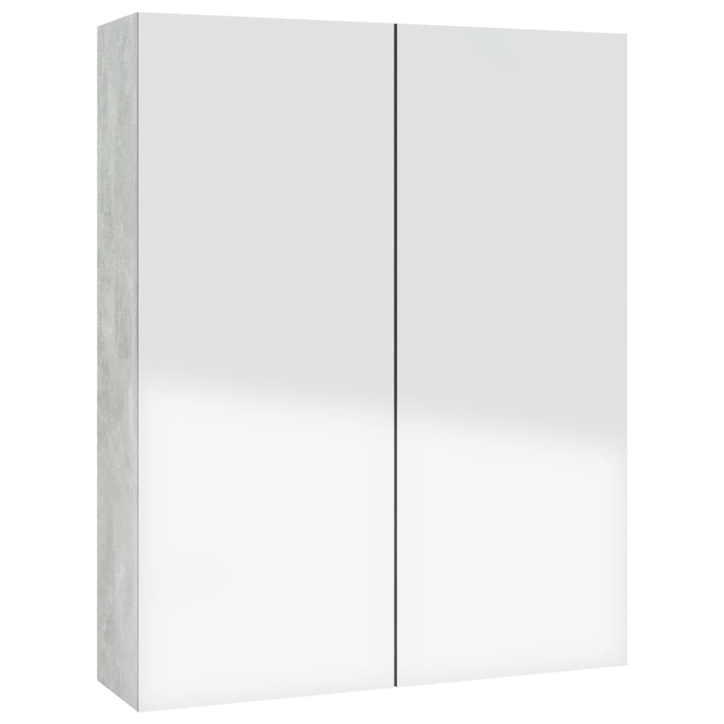 vidaXL Шкаф с огледало за баня, 60x15x75 см, МДФ, бетонно сив