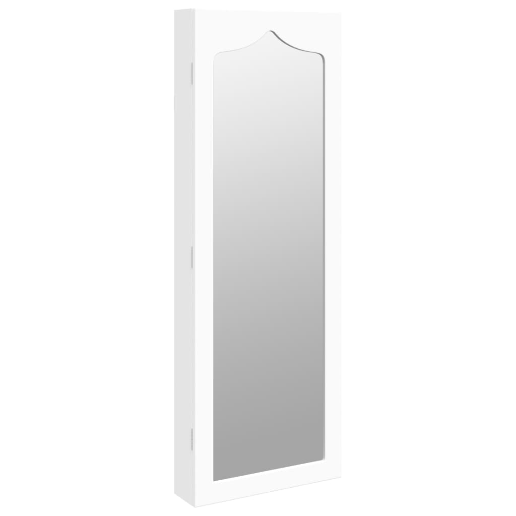 vidaXL Огледален шкаф за бижута, стенен монтаж, бял, 37,5x10x106 см