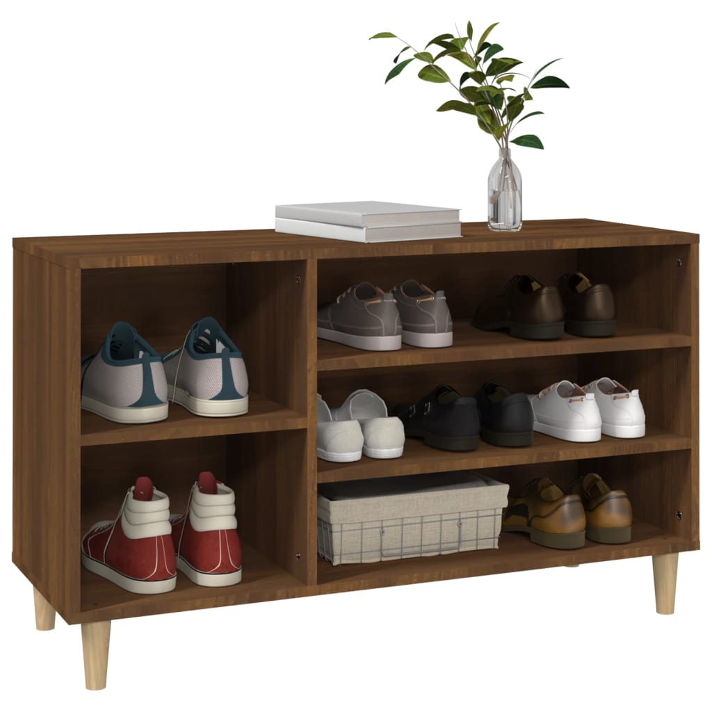 vidaXL Шкаф за обувки, кафяв дъб, 102x36x60 см, инженерно дърво