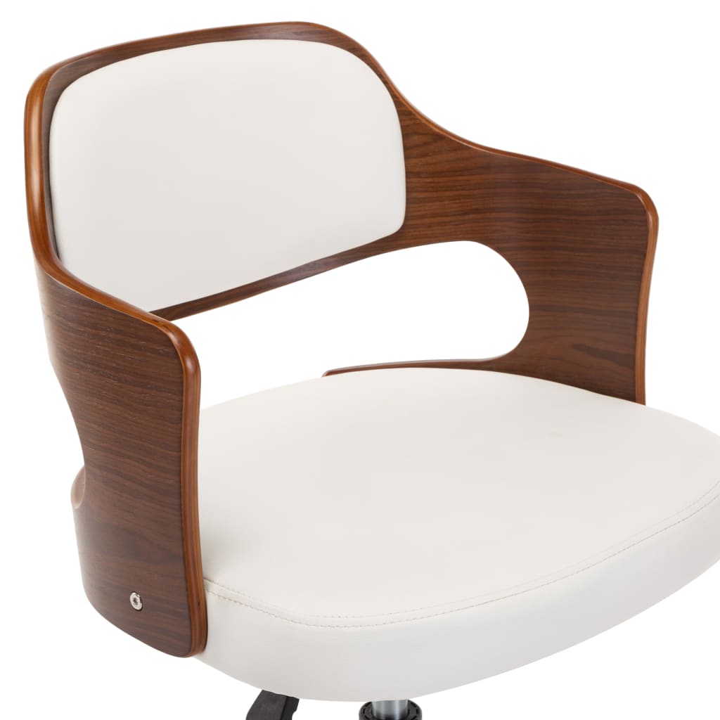 vidaXL Въртящи трапезни столове 2 бр бели извито дърво/изкуствена кожа