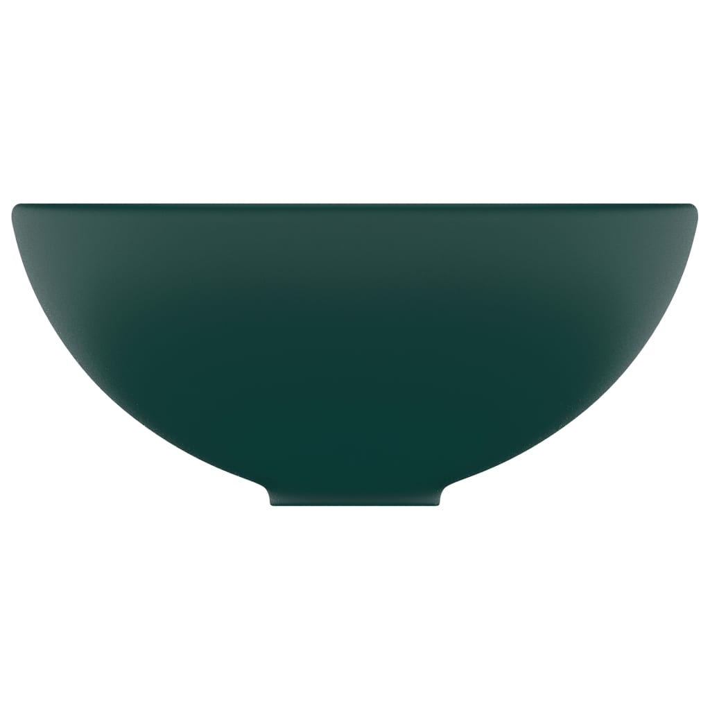 vidaXL Мивка за баня лукс кръгла тъмнозелен мат 32,5x14 см керамика