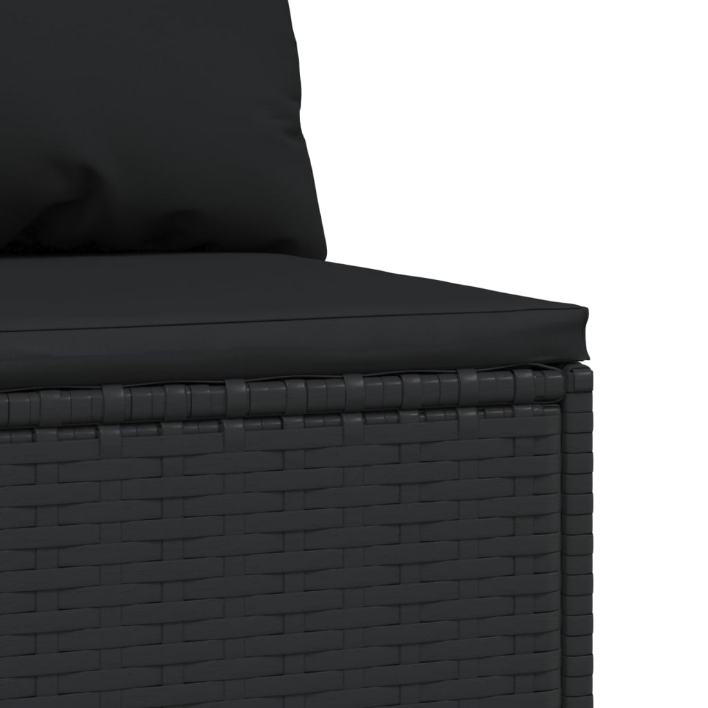 vidaXL Градински средни дивани с възглавници, 2 бр, черни, полиратан