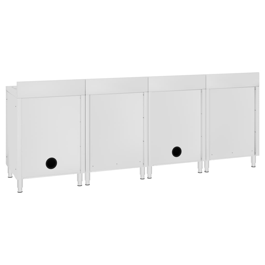 vidaXL Търговски кухненски шкаф за мивка, 240x60x96 см, инокс