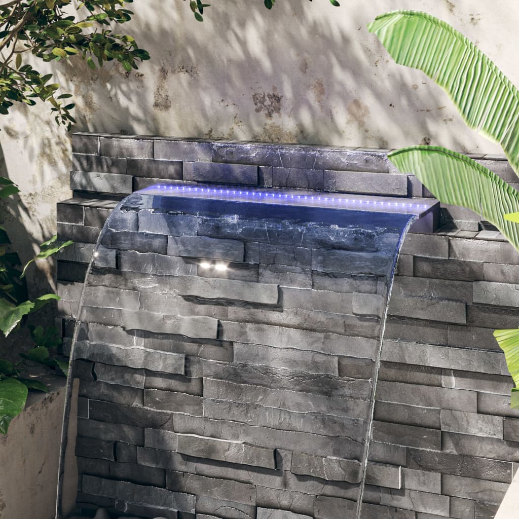 vidaXL Преливник за водопад с RGB LED, акрил, 108 см