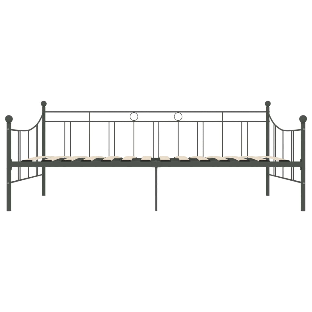 vidaXL Рамка за дневно легло, сива, метал, 90x200 см