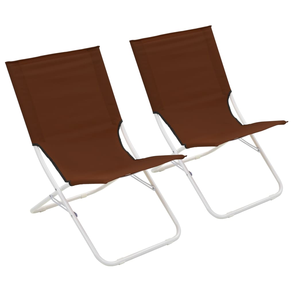 vidaXL Сгъваеми плажни столове, 2 бр, кафяви
