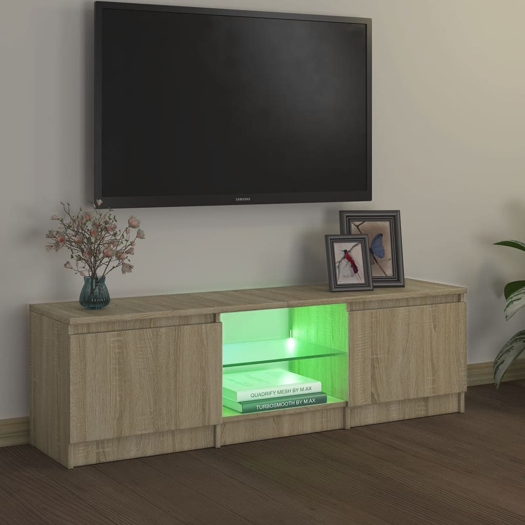 vidaXL ТВ шкаф с LED осветление, дъб сонома, 120x30x35,5 см