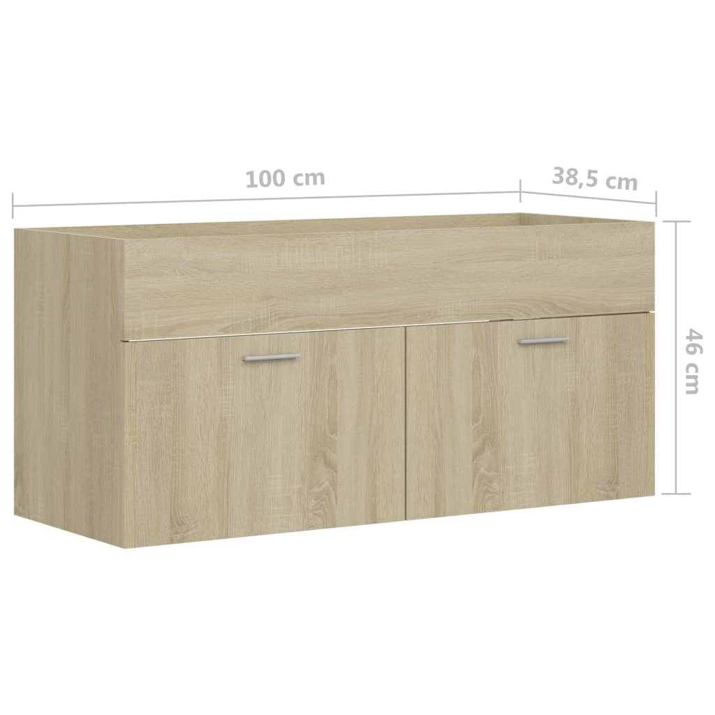 vidaXL Долен шкаф за мивка, дъб сонома, 100x38,5x46 см, ПДЧ