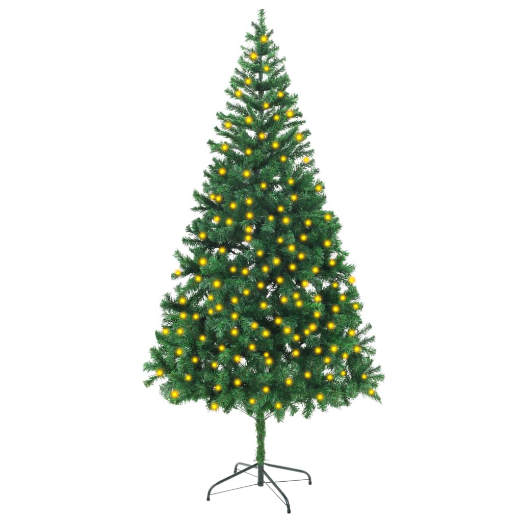 vidaXL Изкуствена осветена коледна елха, 210 см, 910 клонки