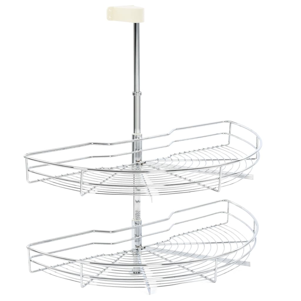 vidaXL 2-етажна кошница за кухня, сребриста, 180 градуса, 75x38x80 см