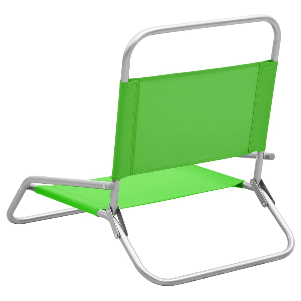 vidaXL Сгъваеми плажни столове, 2 бр, зелени, текстил