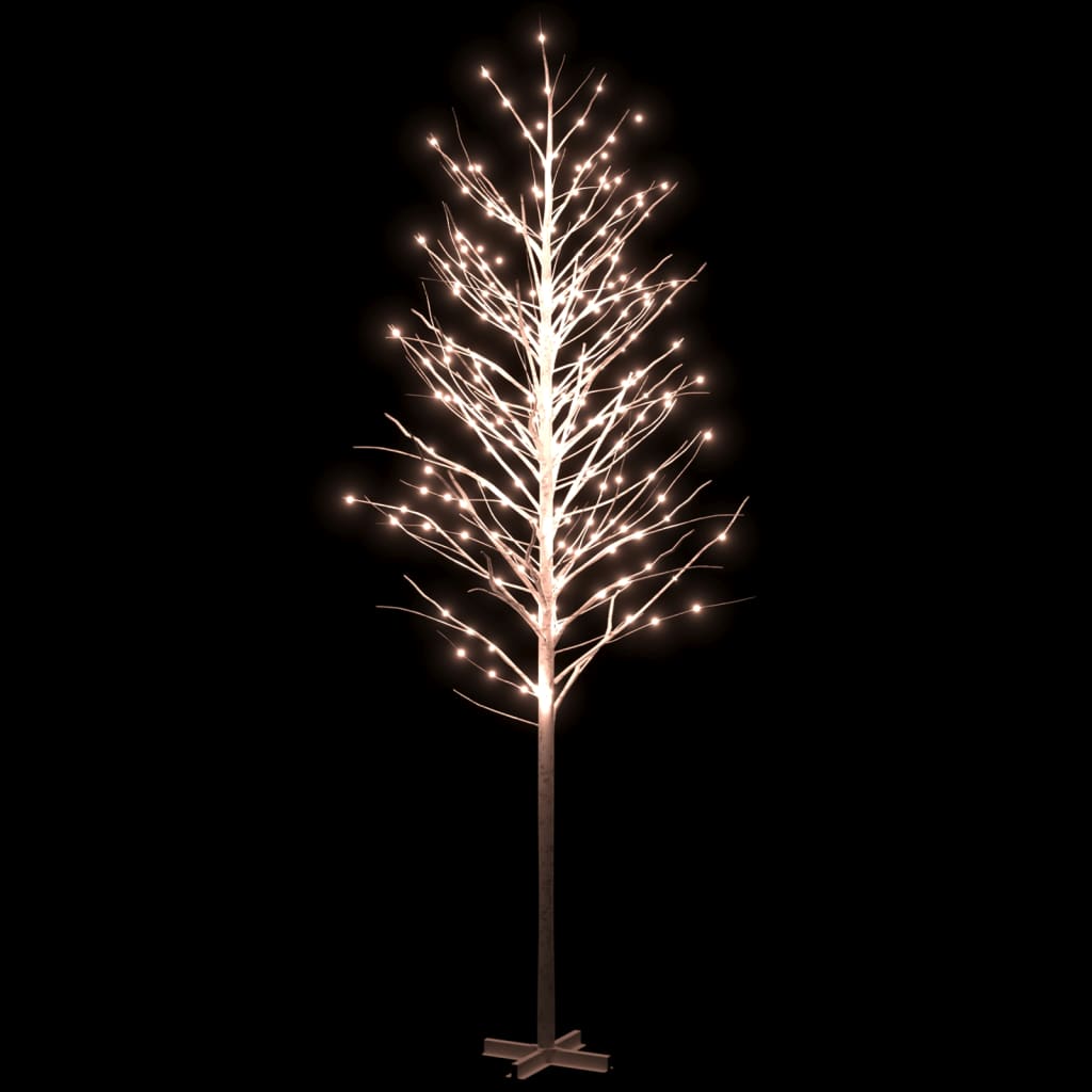 vidaXL LED дърво бяла бреза топло бяло 672 светодиода 400 см