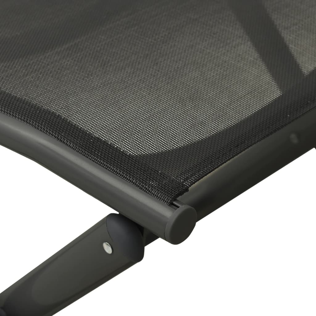 vidaXL Градински лаундж комплект от 3 части textilene и алуминий черен