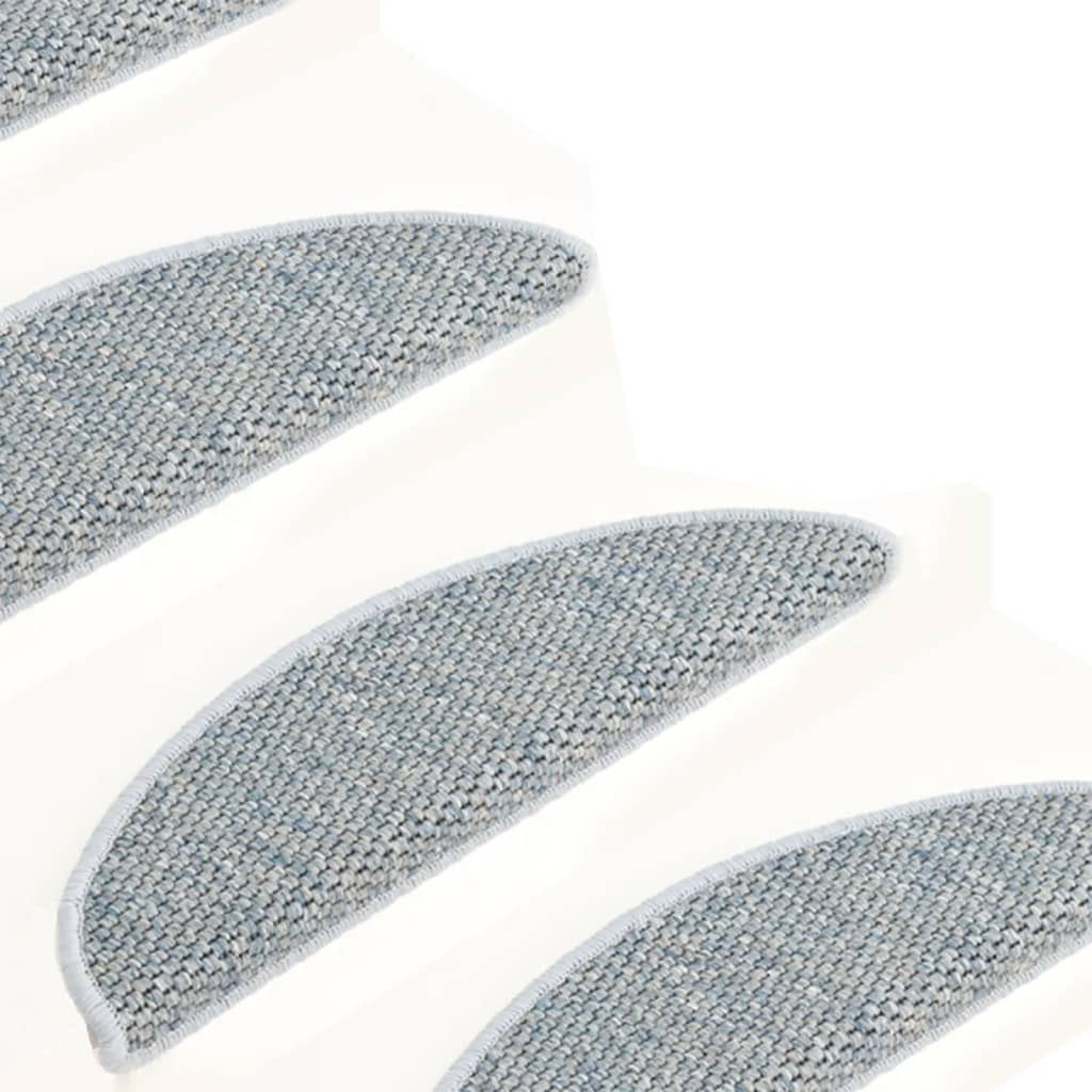 vidaXL Самозалепващи стелки за стълби вид сизал 15 бр 65x21x4 см сини