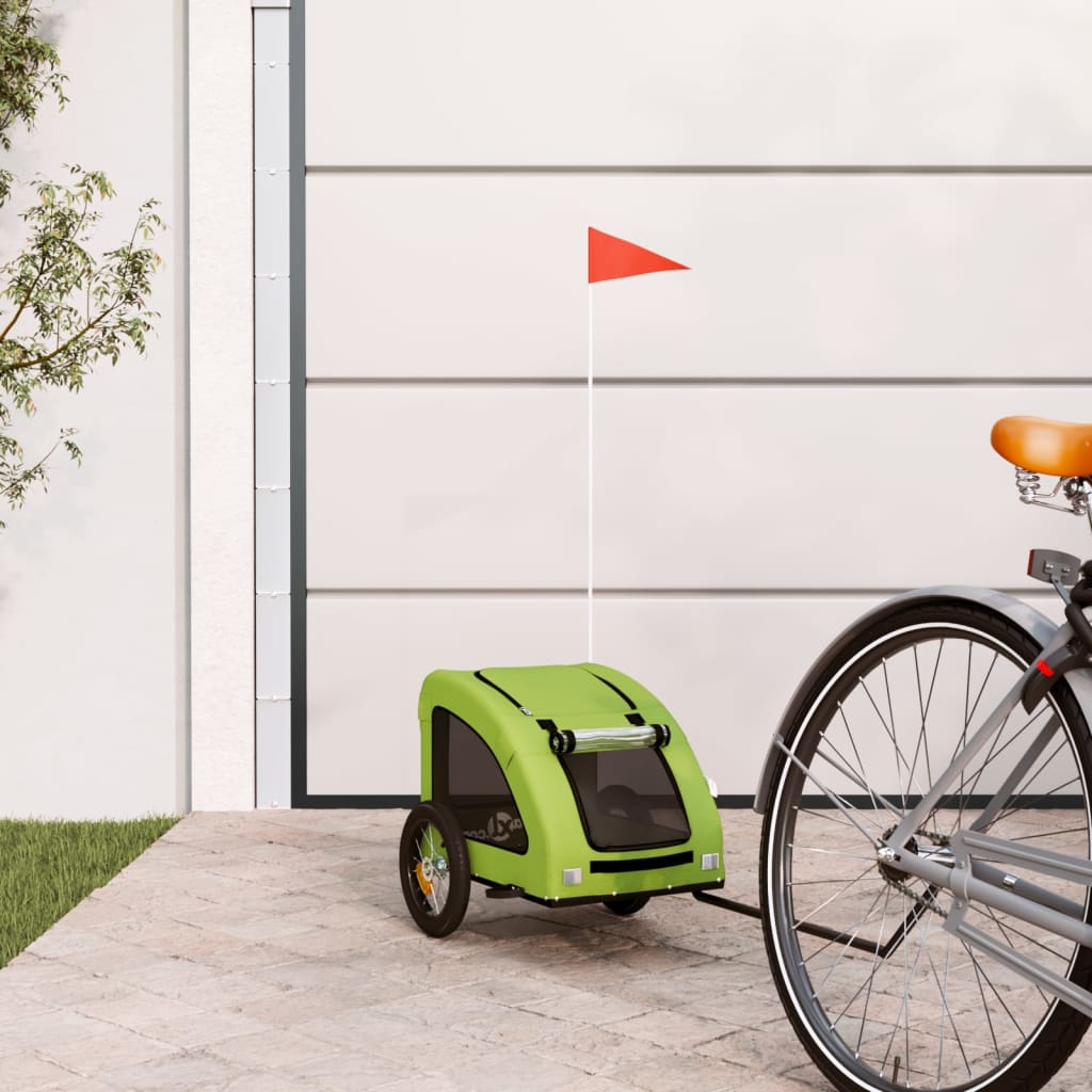 vidaXL Ремарке за колело за любимци зелен Оксфорд плат и желязо