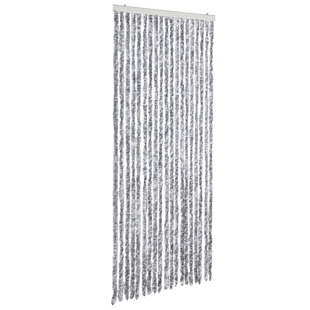 vidaXL Завеса против насекоми, бяло и сиво, 56x185 см, шенил