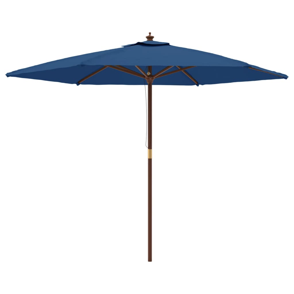 vidaXL Градински чадър с дървен прът, лазурносин, 299x240 см