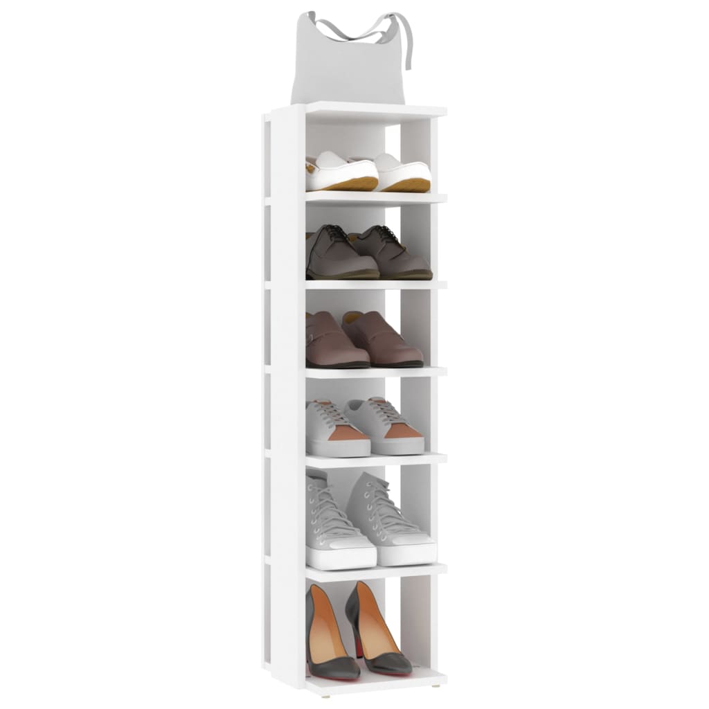 vidaXL Шкафове за обувки, 2 бр, бели, 27,5x27x102 см, инженерно дърво