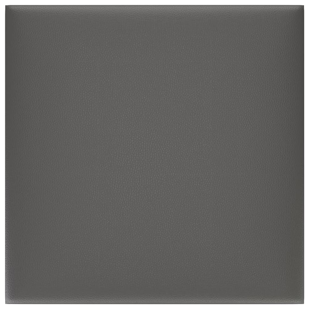 vidaXL Стенни панели, 12 бр, сиви, 30x30 см, изкуствена кожа, 1,08 м²