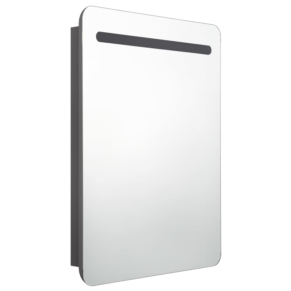 vidaXL LED шкаф с огледало за баня, сив, 60x11x80 см