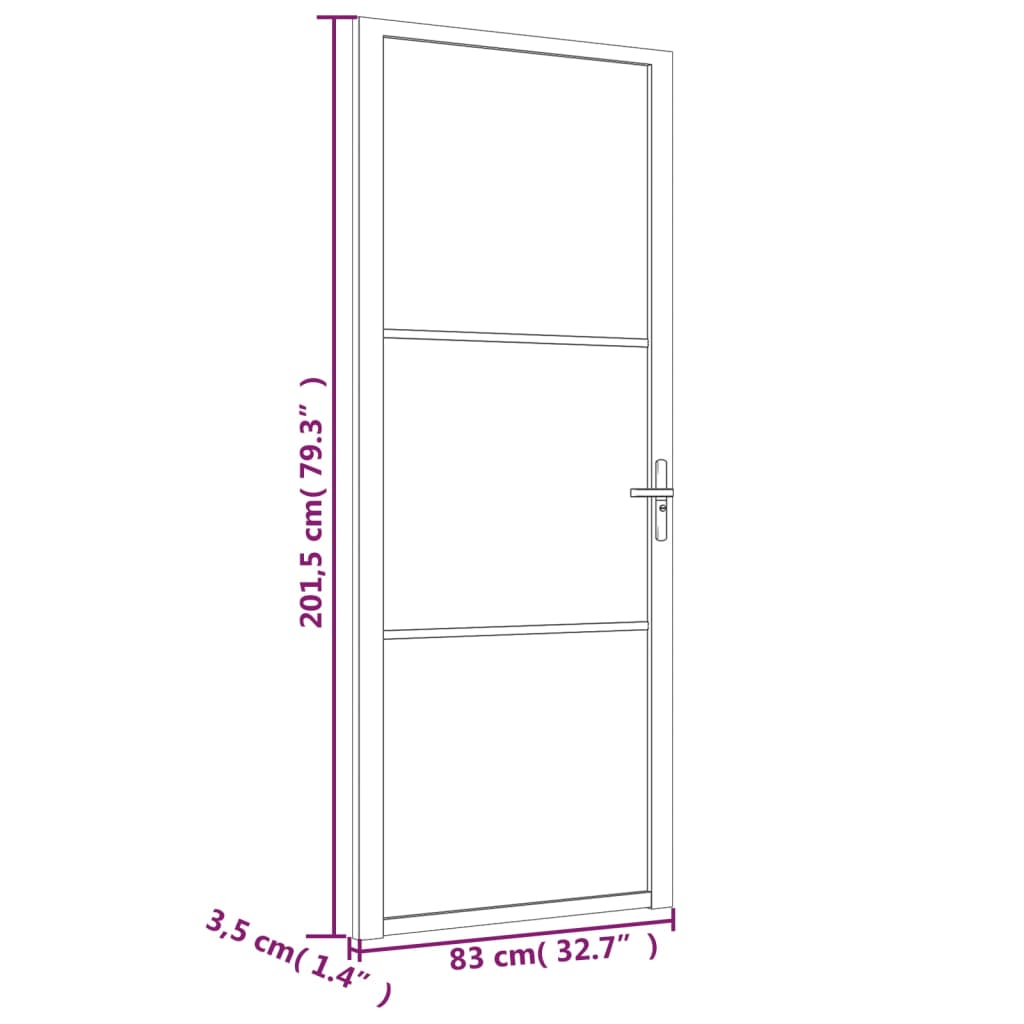 vidaXL Интериорна врата 83x201,5 см бяла ESG стъкло и алуминий