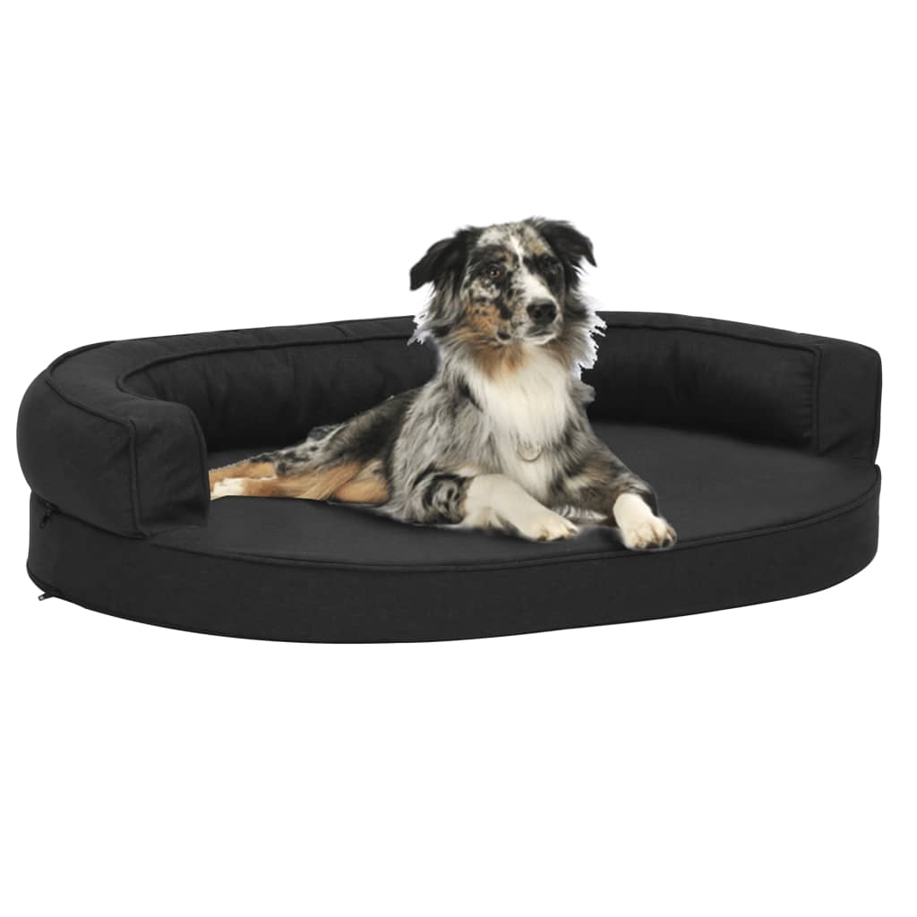 vidaXL Ергономичен матрак кучeшко легло, 75x53 см, с вид на лен, черен