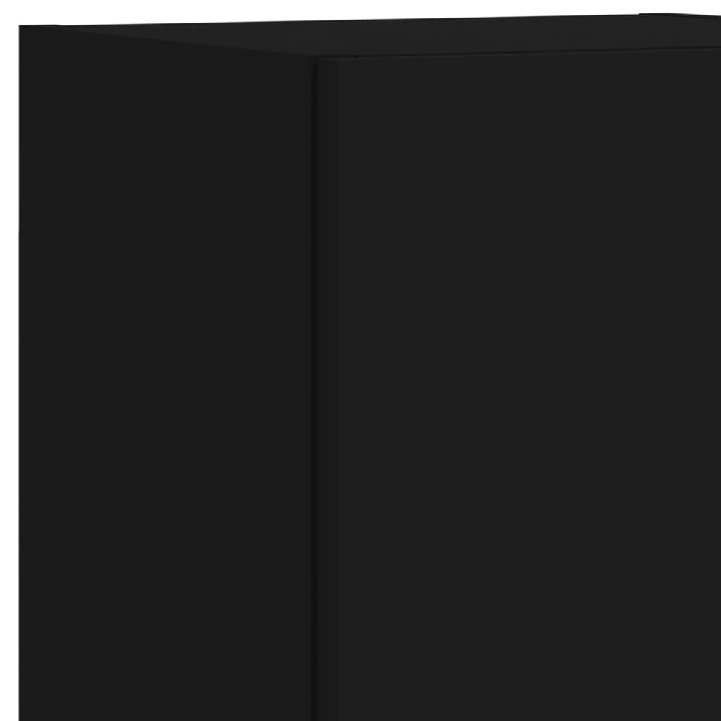 vidaXL Комплект ТВ стенни шкафове, 7 части, с LED светлини, черни