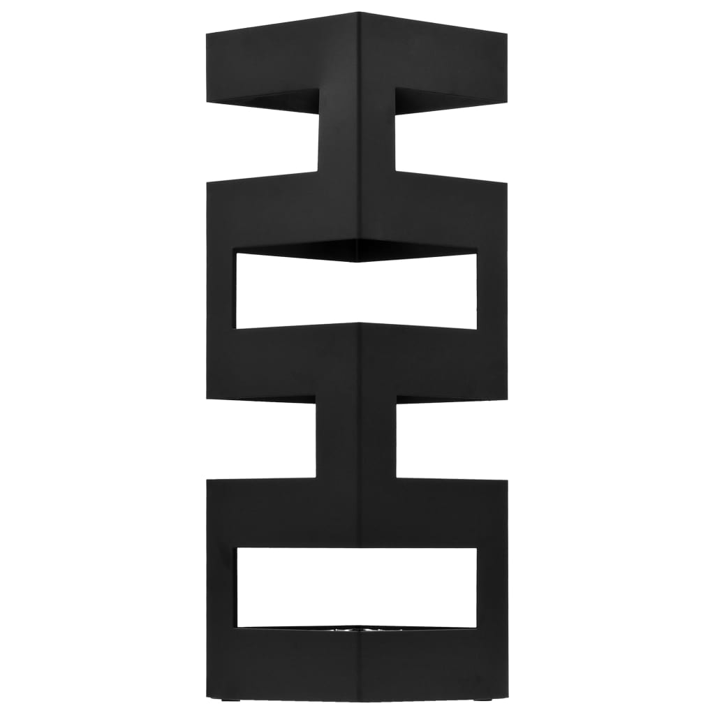 vidaXL Поставка за чадъри "Тетрис", стомана, черна