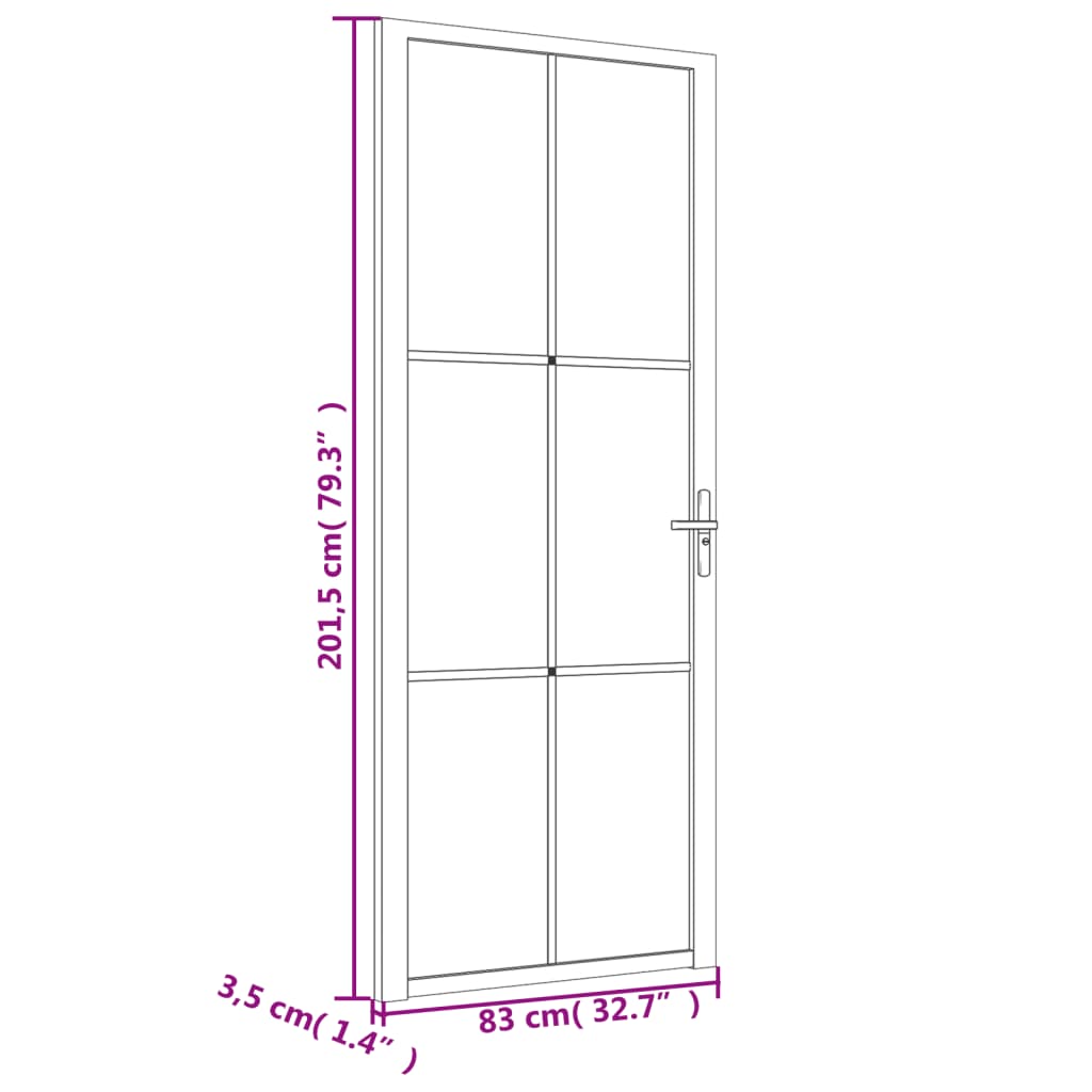 vidaXL Интериорна врата 83x201,5 см черна ESG стъкло и алуминий