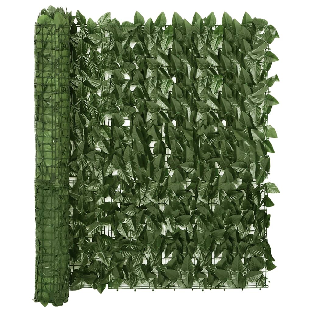 vidaXL Балконски параван с тъмнозелени листа, 500x100 см