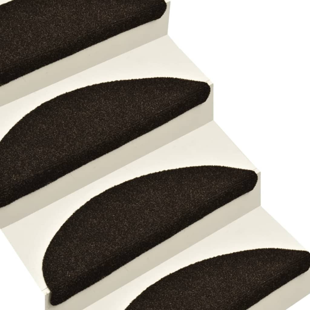 vidaXL Самозалепващи стелки за стъпала, 15 бр, тъмнокафяви, 56x17x3 см