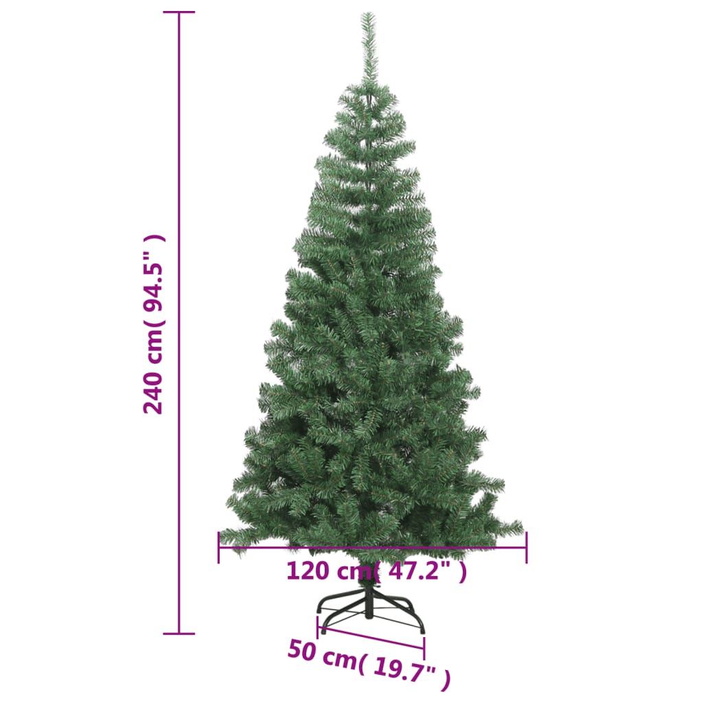 vidaXL Коледно дърво, изкуствено, L, 240 см, зелено