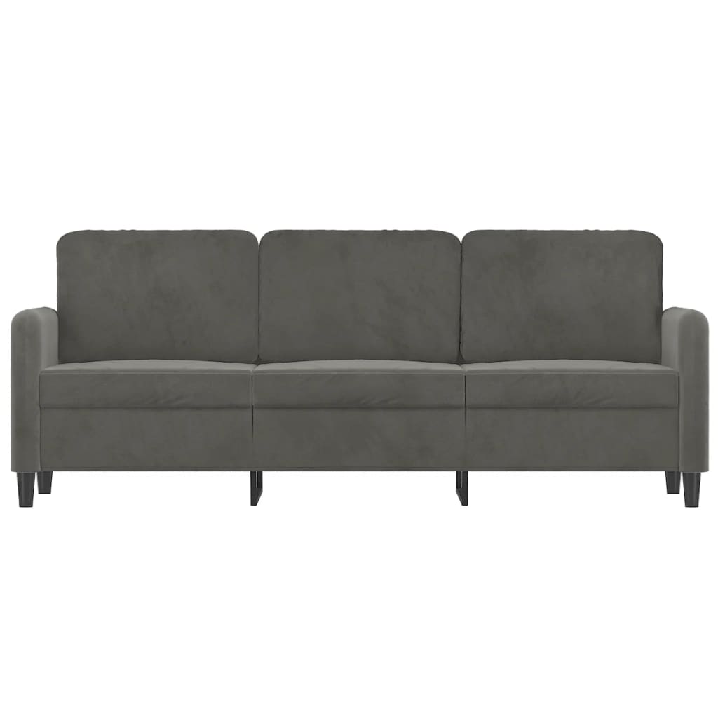 vidaXL 3-местен диван, тъмносив, 180 см, кадифе