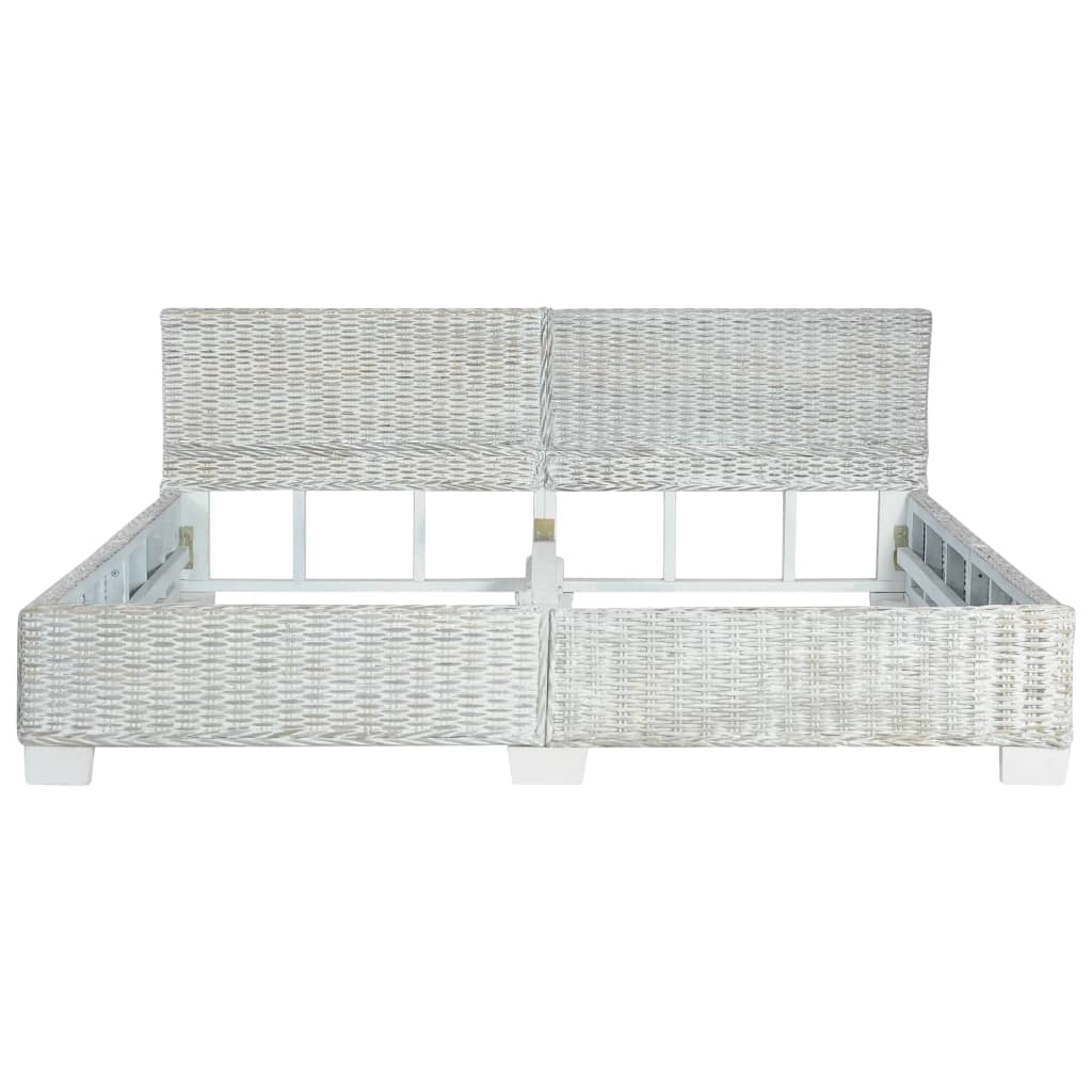 vidaXL Рамка за легло сив естествен ратан 180x200 см