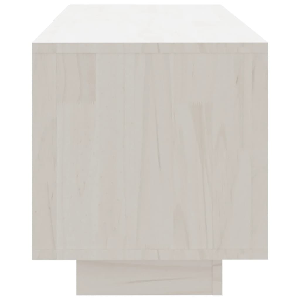 vidaXL ТВ шкаф, бял, 110x30x33,5 см, бор масив