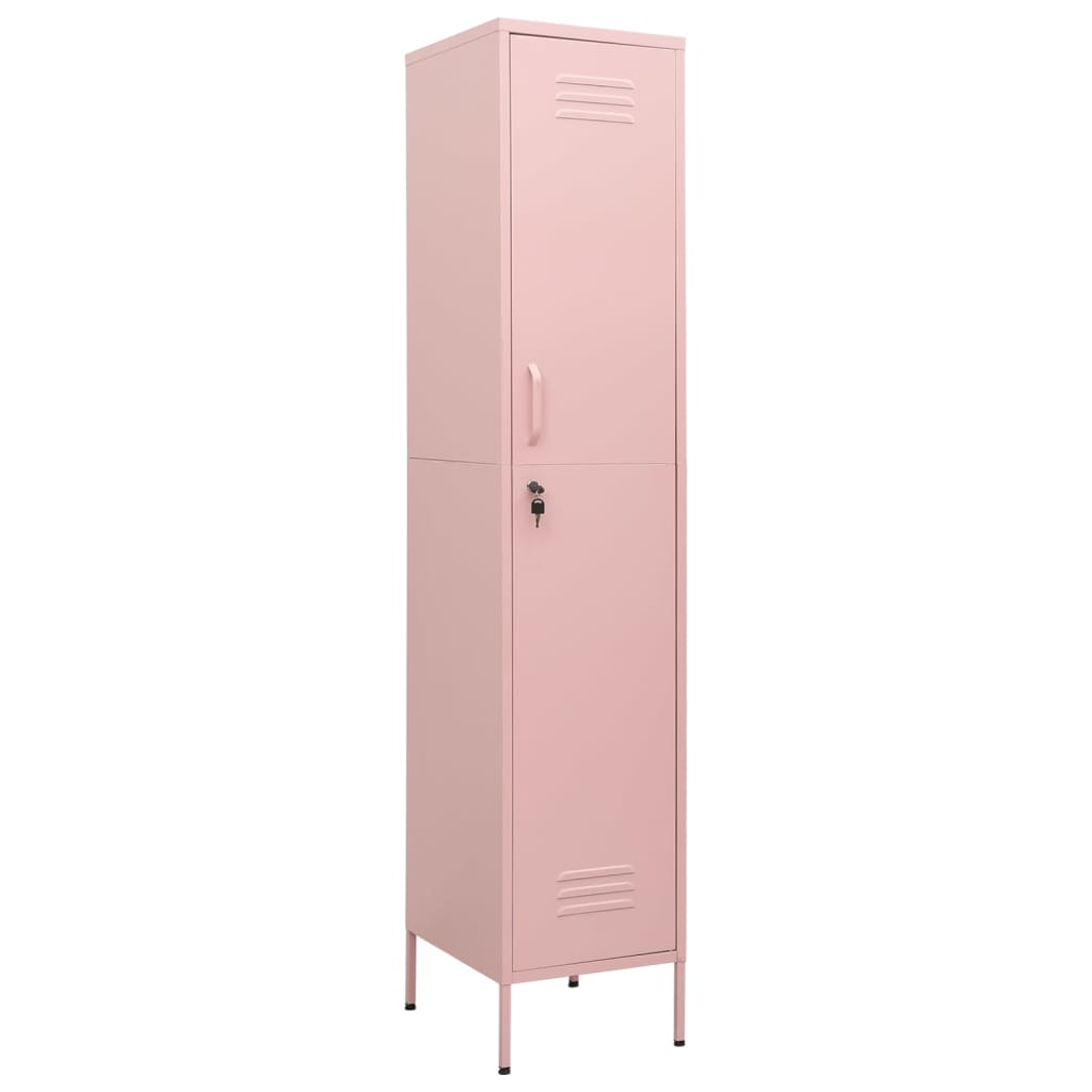 vidaXL Шкаф със заключване, розов, 35x46x180 см, стомана