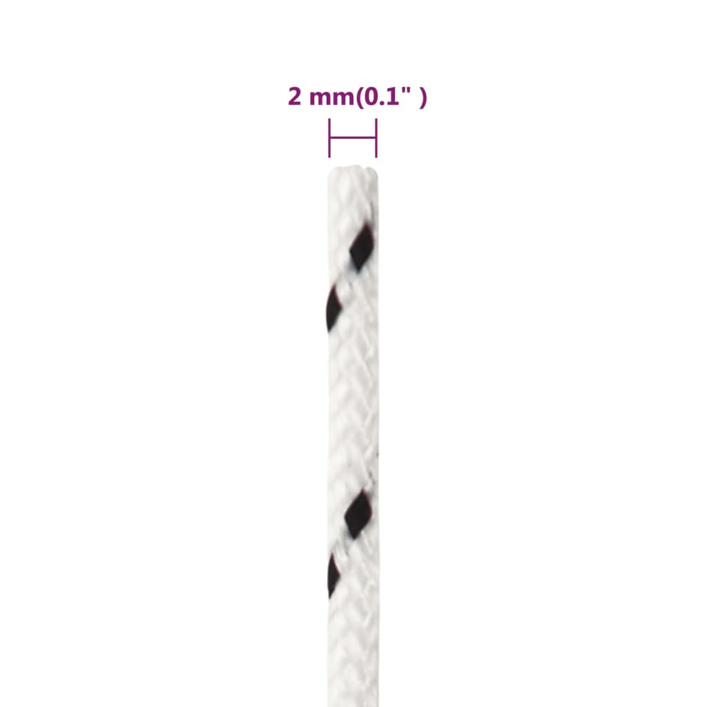 vidaXL Плетено въже за лодка, бяло, 2 мм x 25 м, полиестер