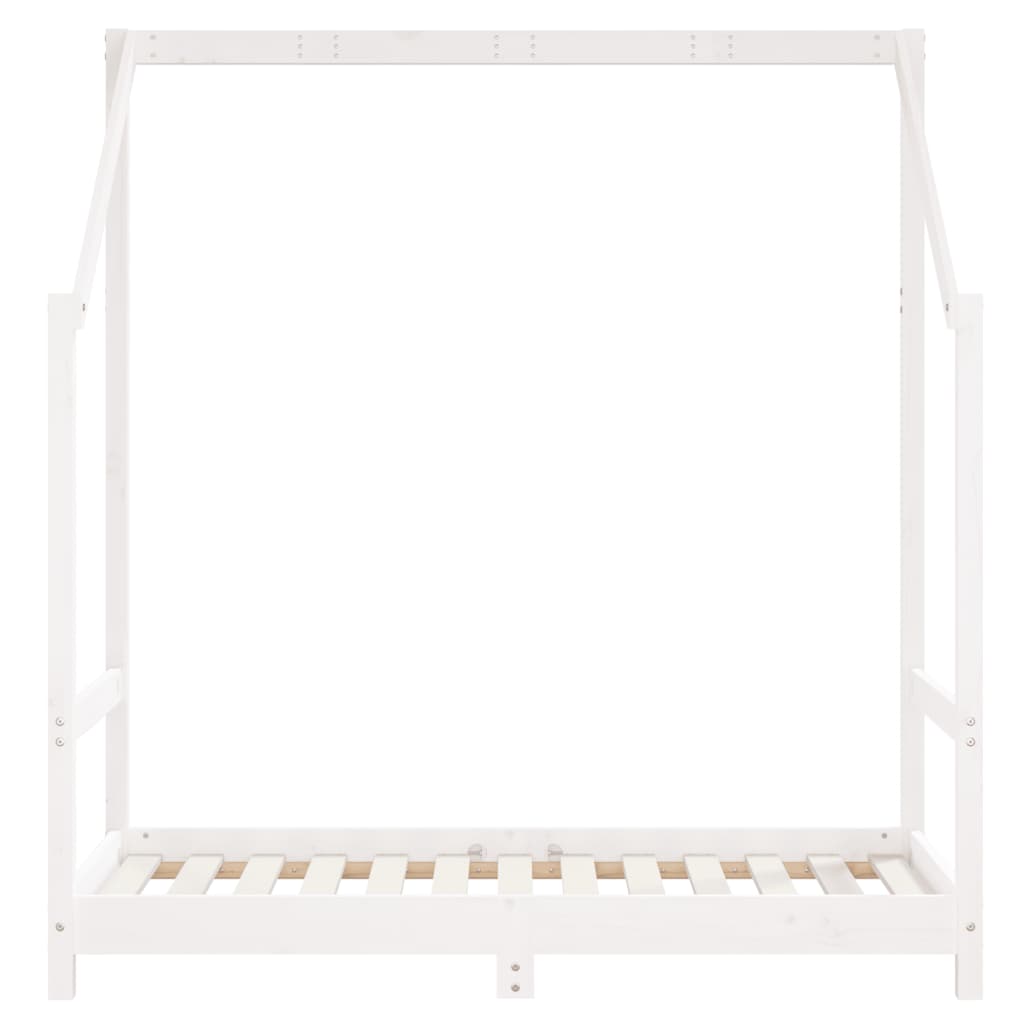 vidaXL Рамка за детско легло, бяла, 2x(70x140) см, бор масив