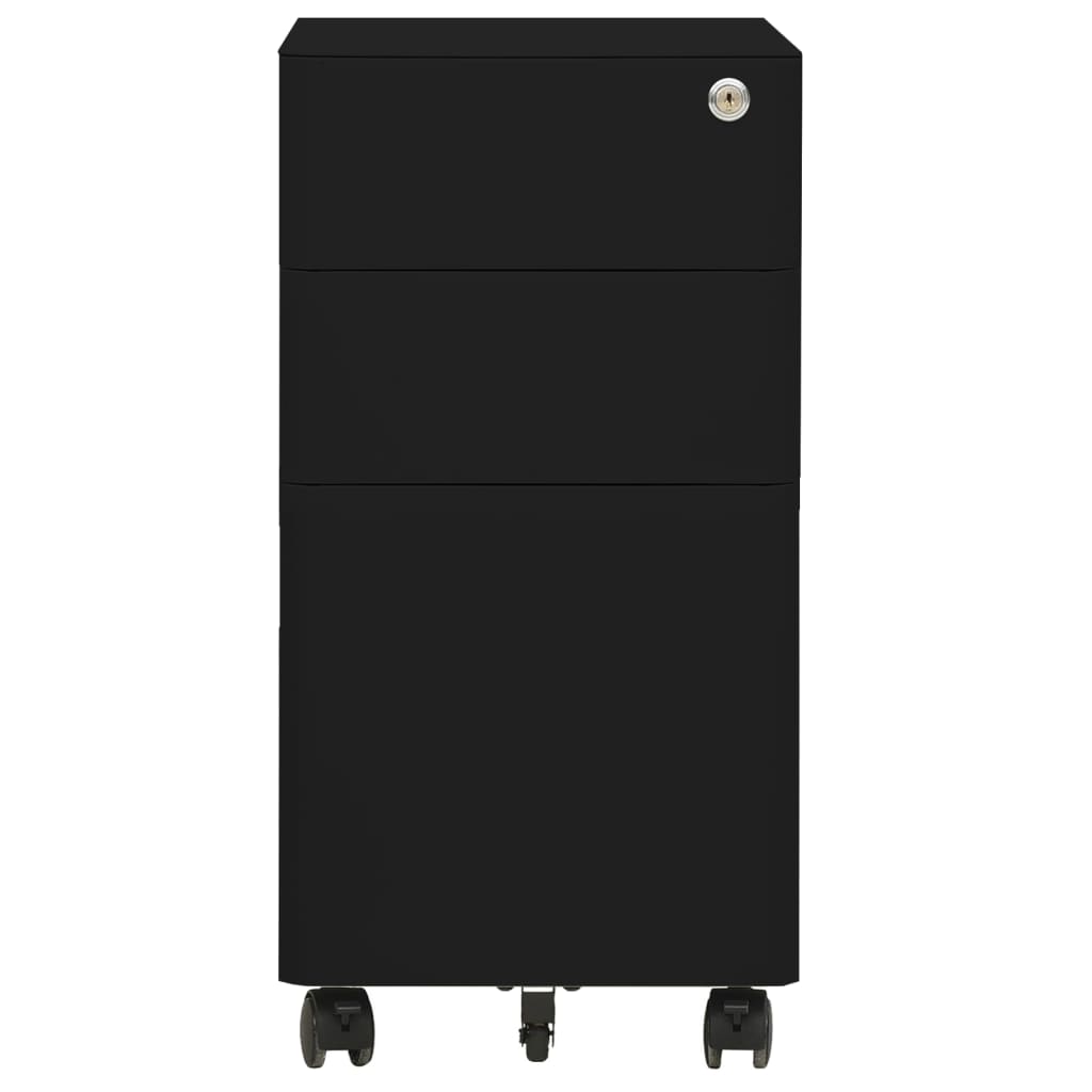 vidaXL Мобилен офис шкаф, черен, 30x45x59 см, стомана