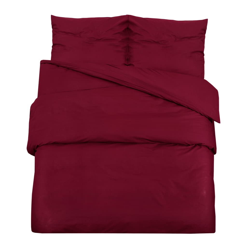 vidaXL Комплект спално бельо, бордо, 140x200 см, памук
