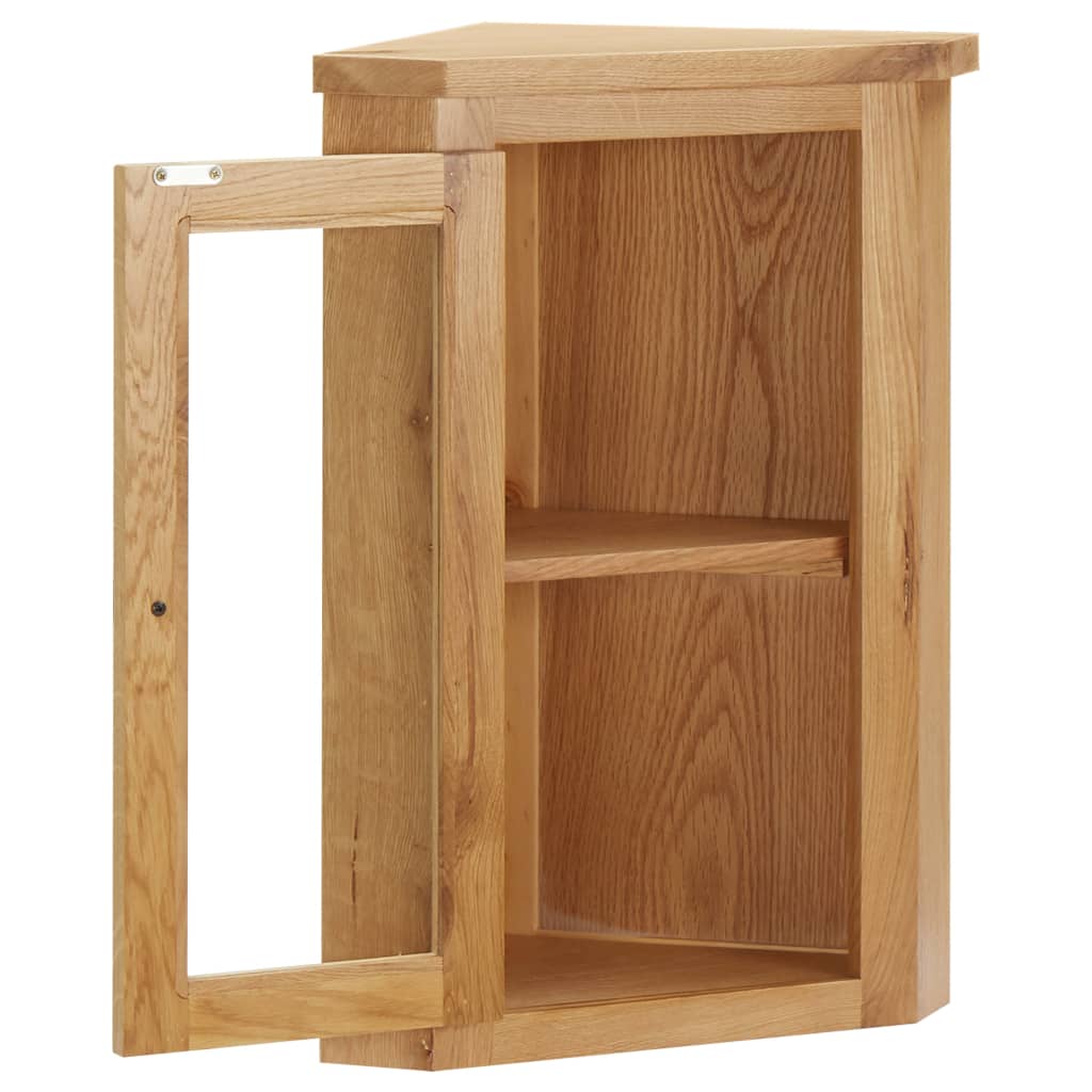 vidaXL Ъглово шкафче за стенен монтаж, 45x28x60 см, дъбов масив
