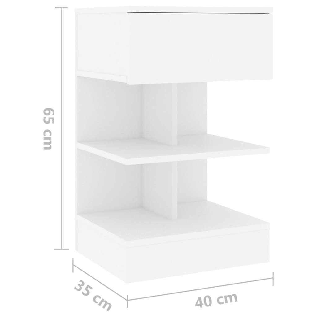 vidaXL Нощно шкафче, бяло, 40x35x65 см, ПДЧ